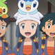 A promotional shot from Pokemon The Arceus Chronicles, with the kids and their monsters.
